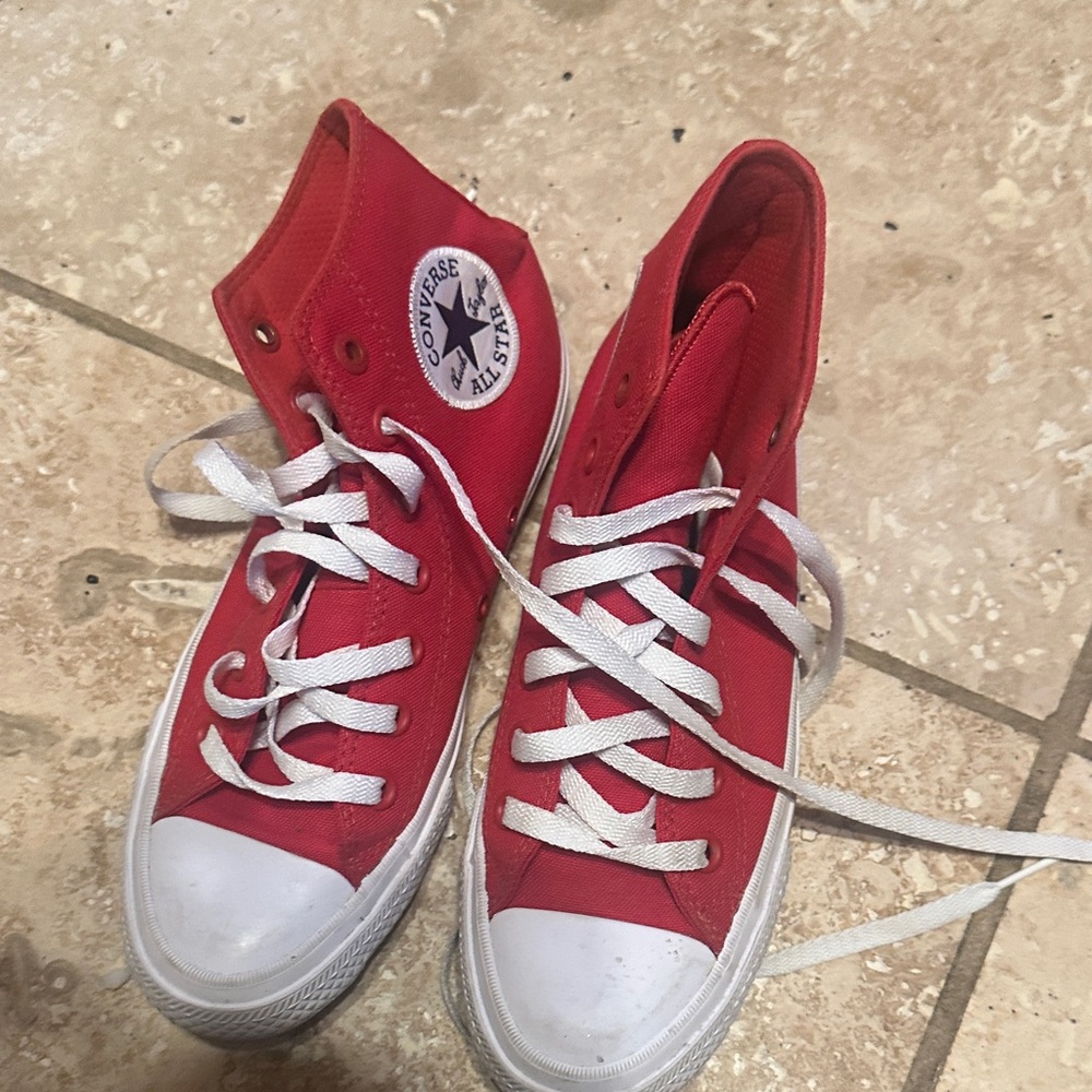 Converse Red and White High-Tops
